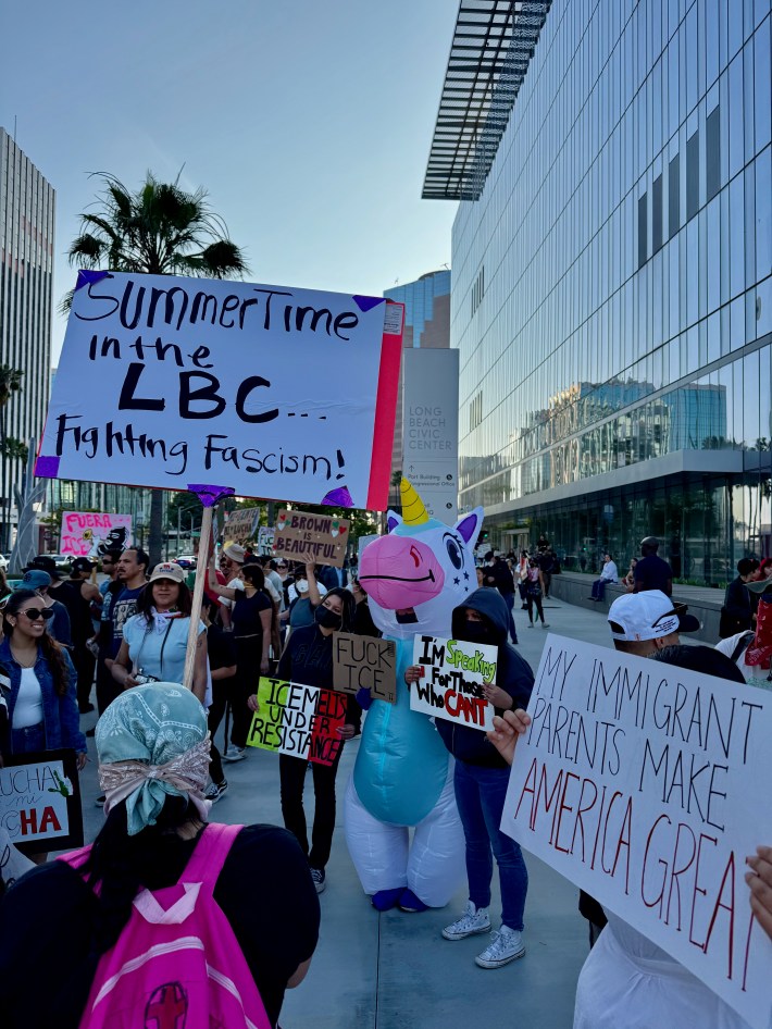 Long Beach protesters stayed peaceful throughout the evening on June 10th