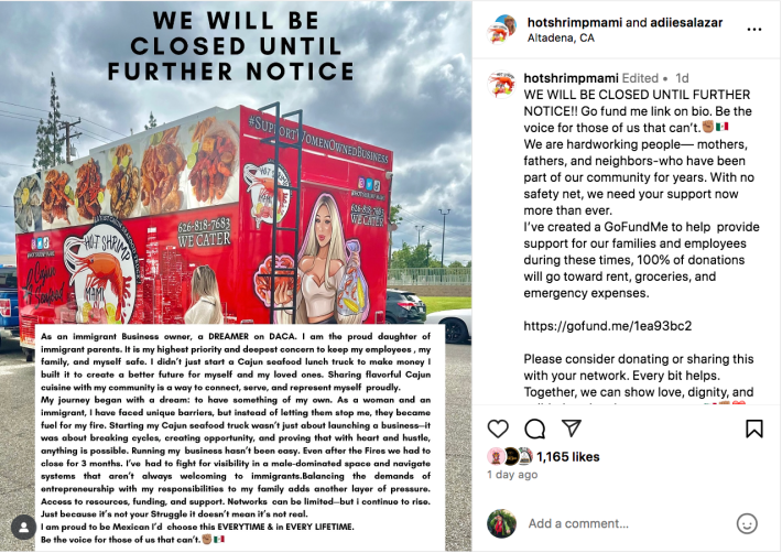 Hot Shrimp Mami social media screenshot.