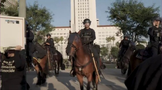 Safety Concerns For People and Animals Arise as LAPD Officers on Horseback Swarm L.A. Protestors