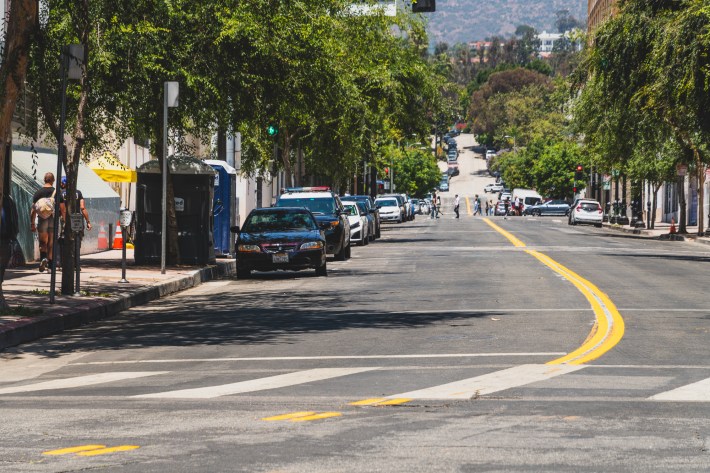Looking north at the intersection of Ivar and Selma. Photo by Jared Cowan for L.A. TACO.