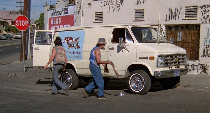 Cheech and Chong modifying the vanScreenshot via Universal Pictures