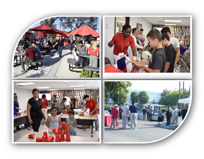 4 images depicting service days organized by Access California Services and attended by many community members of all ages