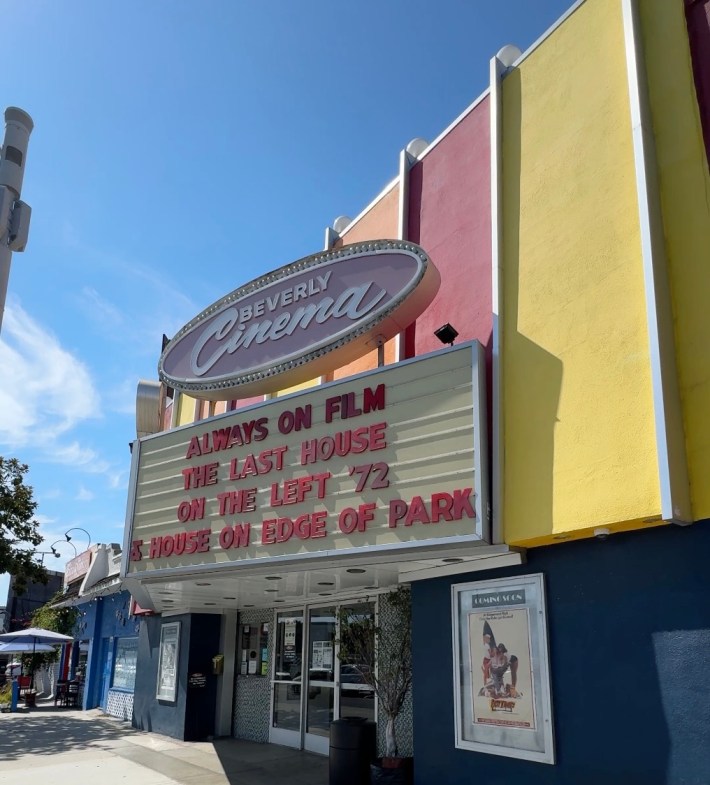 New Beverly Cinema showing "The Last House on the Left" on film.