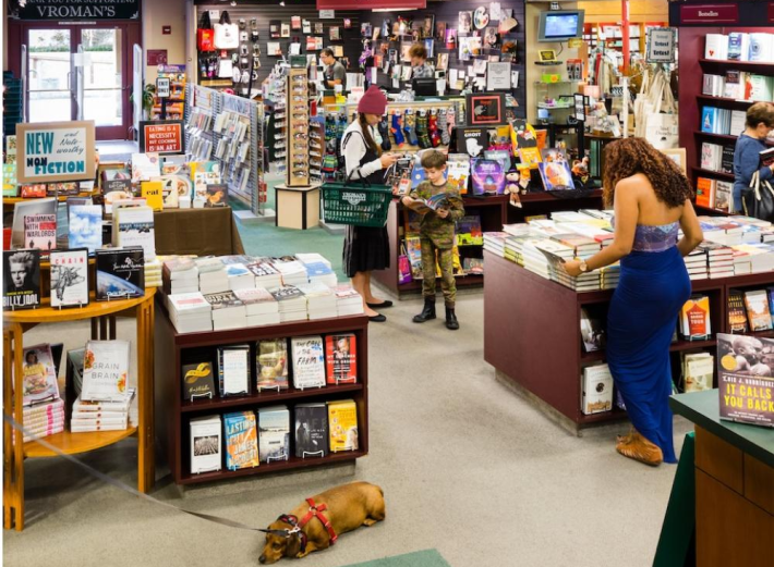 Customers browsing books at Vroman's Bookstore