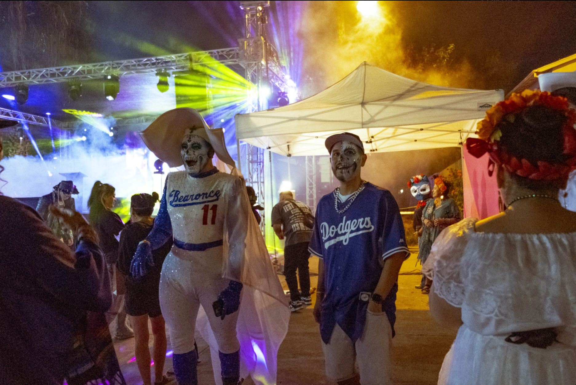 Two attendees at the Calavera LGBTQ Festival