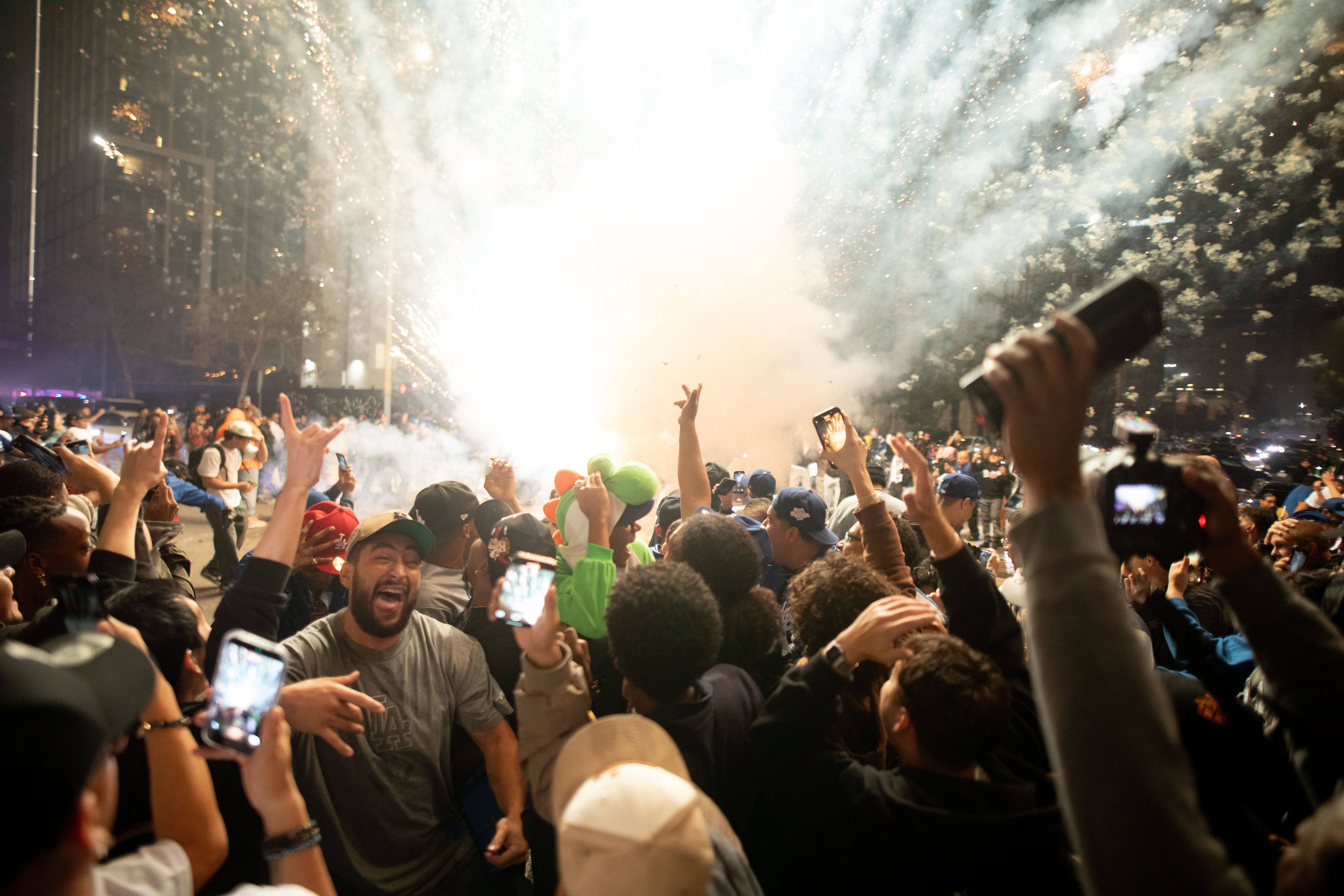 World Series Celebrations In Downtown L.A. End With Fire, Graffiti