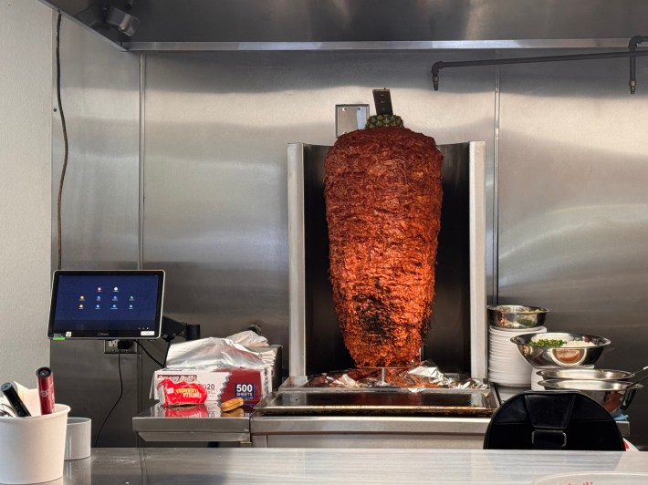 al pastor on a spit/trompo