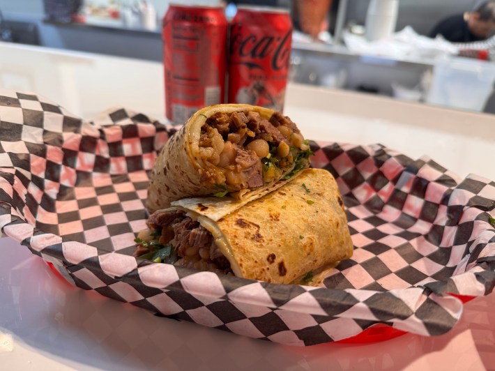 a cross-section of a burrito