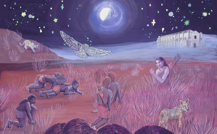 Katie Dorame Under Skies Gouache. 17 x 25. 2024.