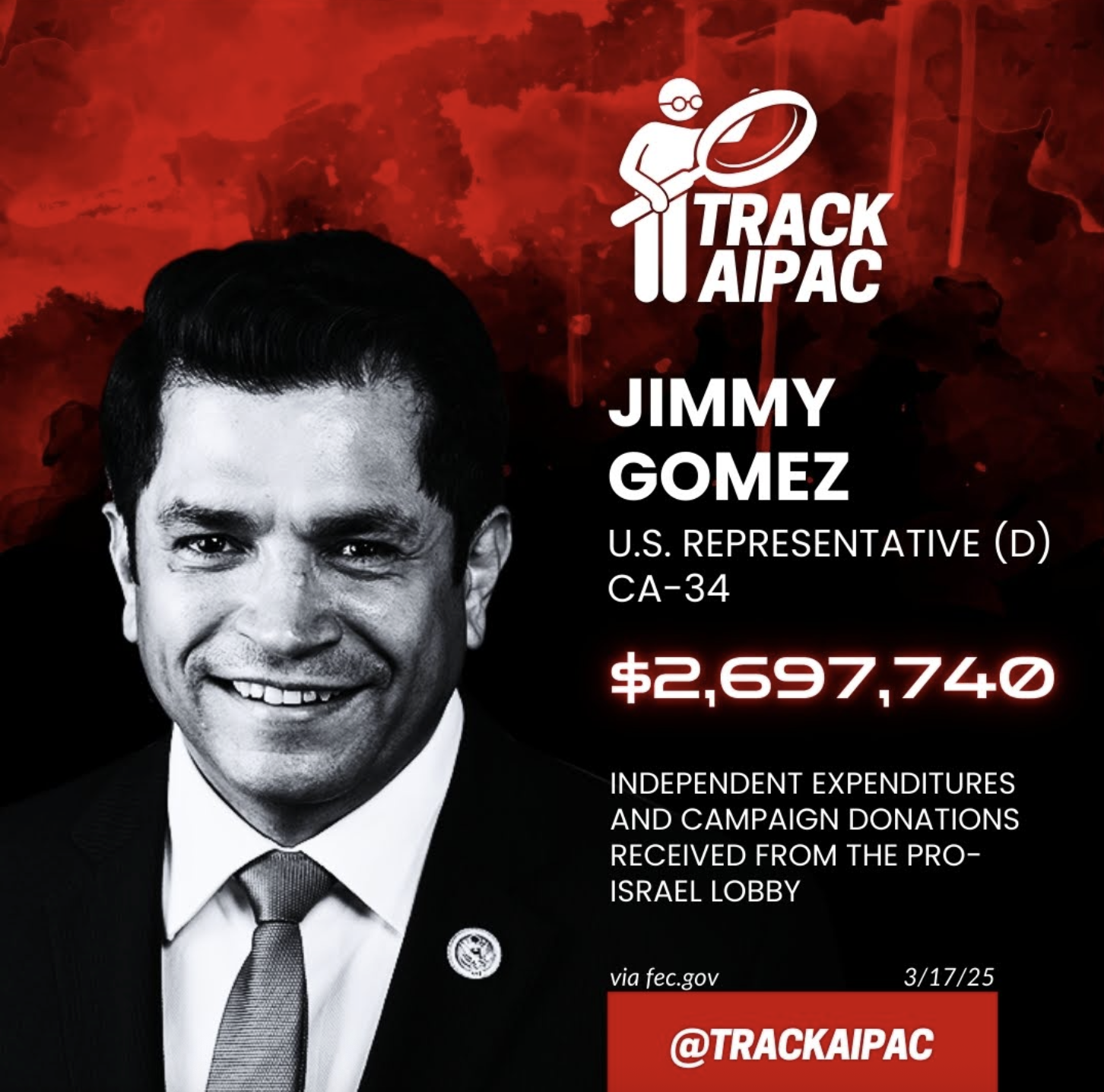 a flier showing Jimmy Gomez and a donation