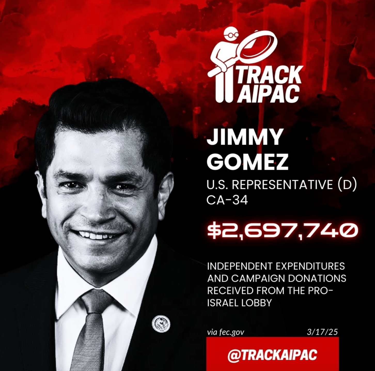 a flier showing Jimmy Gomez and a donation