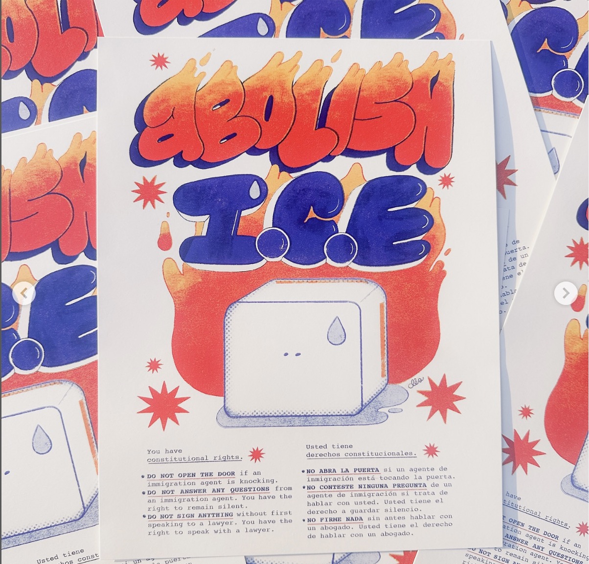 a poster that says "ABOLISH ICE"