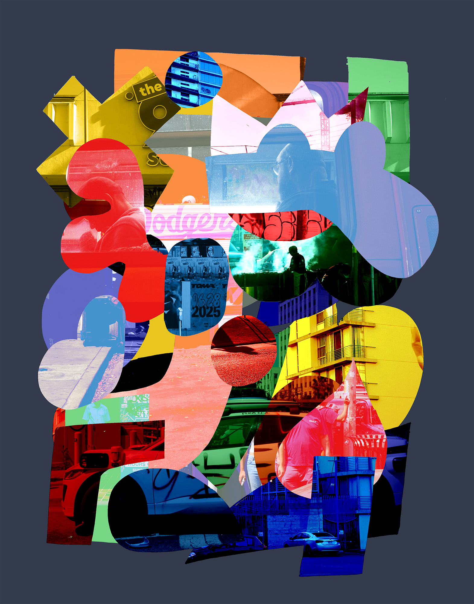 a collage of abstract, colorful images