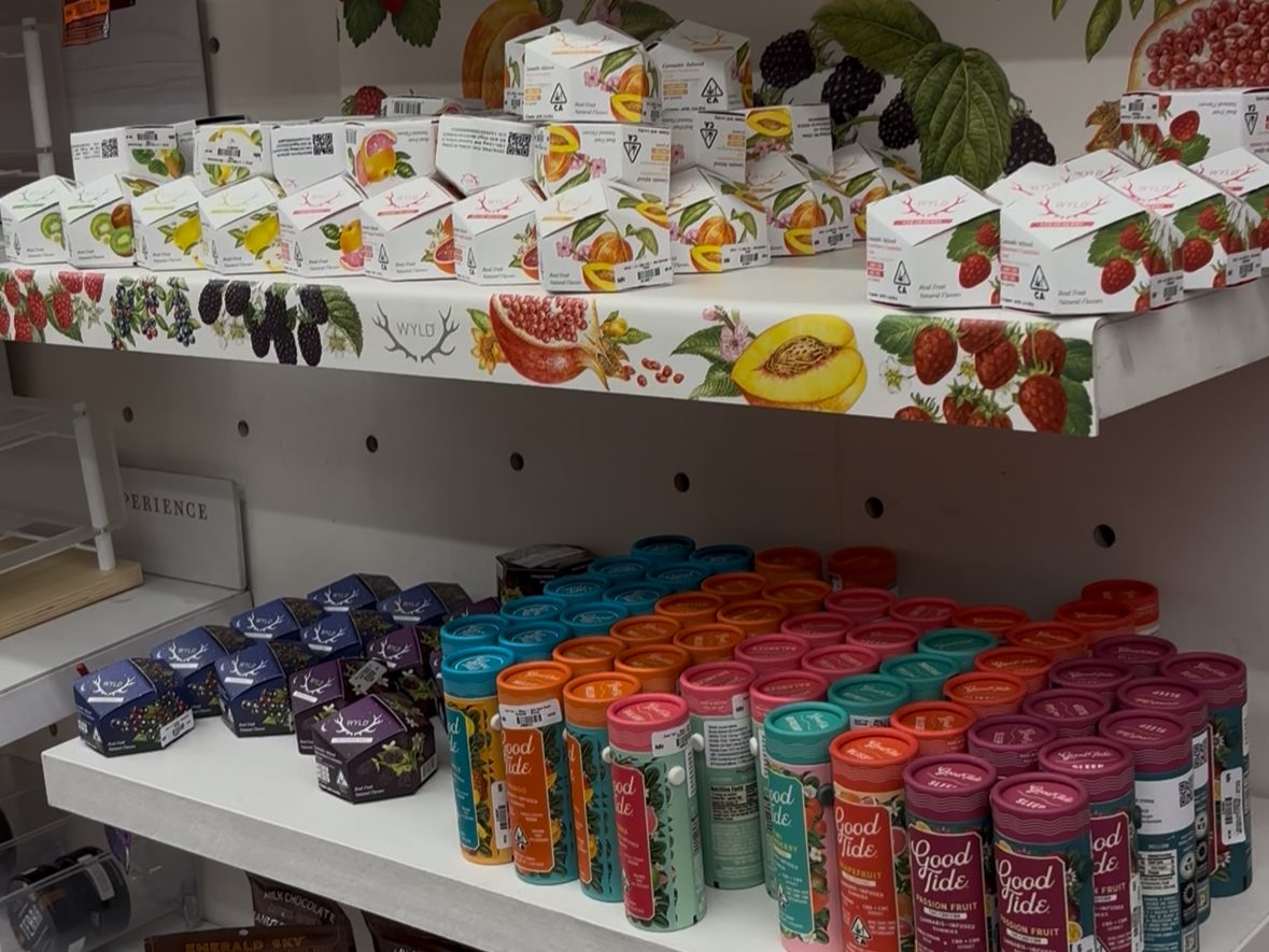 rows of cannabis edibles on sale