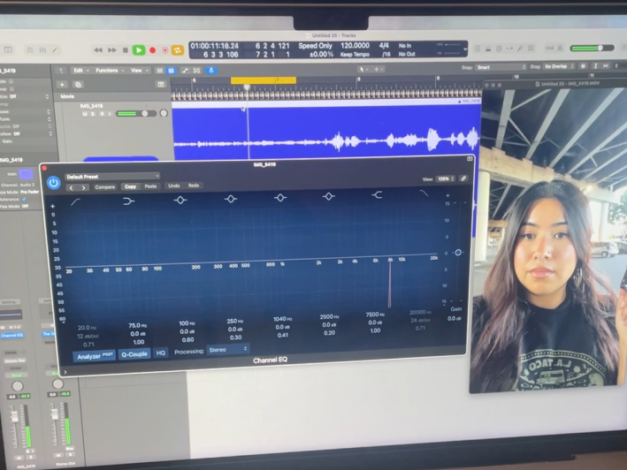 a photo of a laptop running a software that measures sound frequency