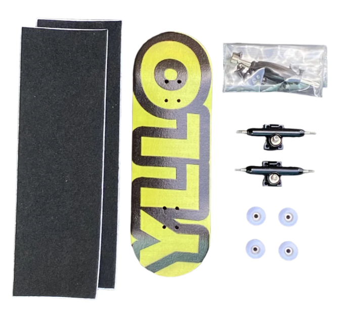 tools for building a fingerboard with a bright yellow deck