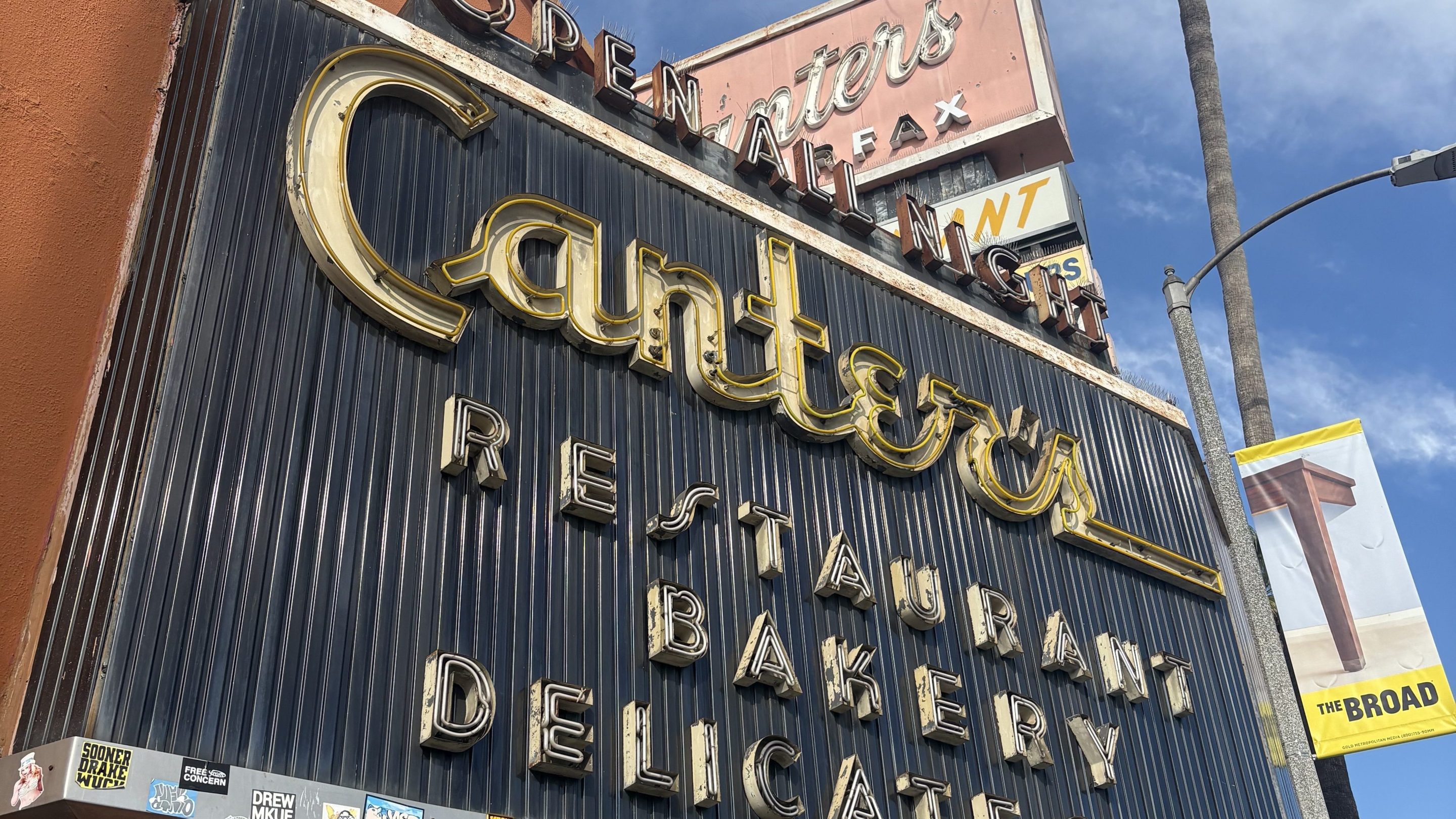 a building sign reading "Canter's Restaurant Bakery Delicatessen"