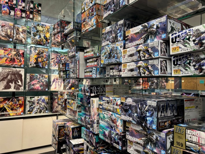 store displays showing various action figure kits