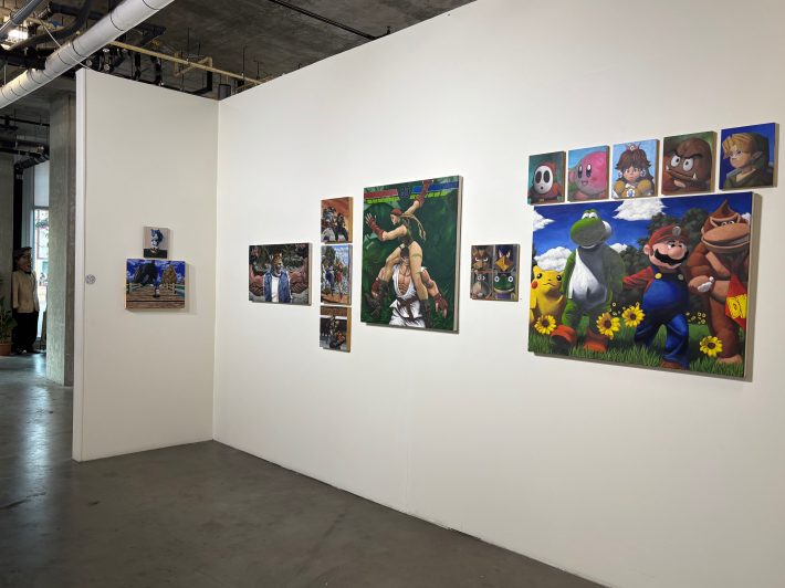 artwork at a gallery showing video game characters
