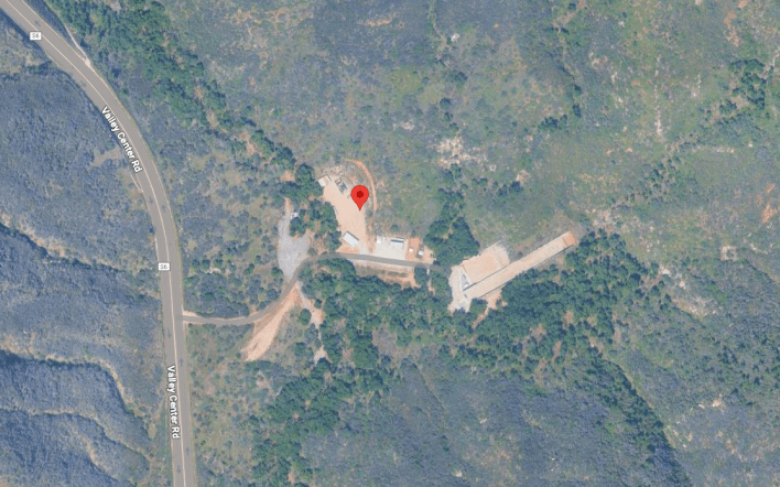 A screenshot of a map showing the location of a firing range in Escondido