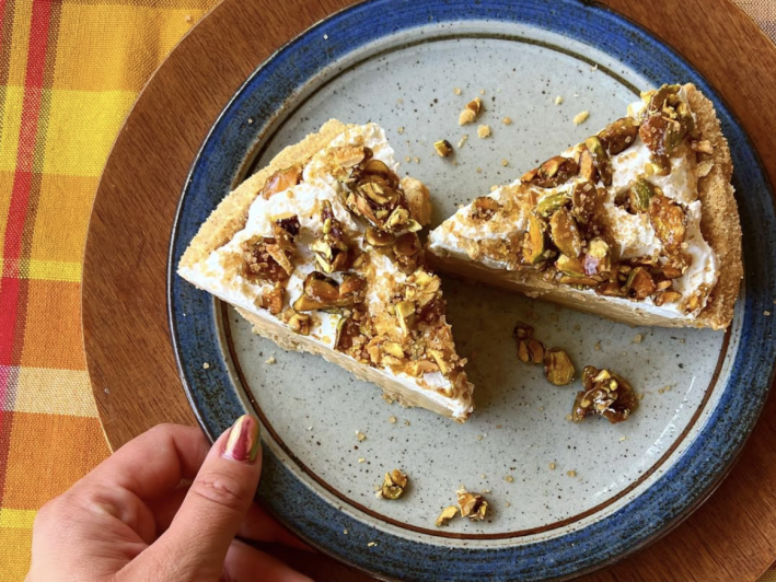 two slices of pie on a plate