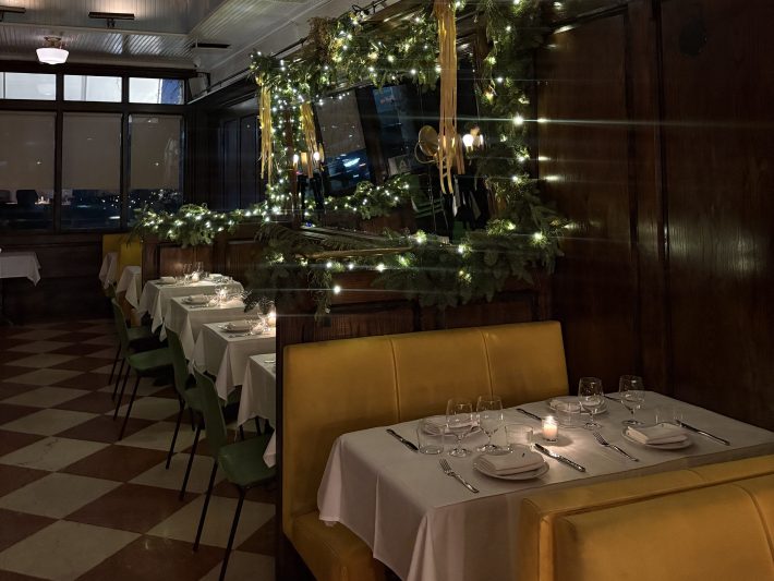 booths inside of a restaurant