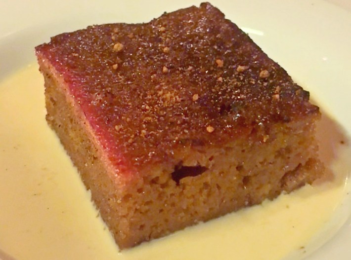 a piece of sticky toffee pudding