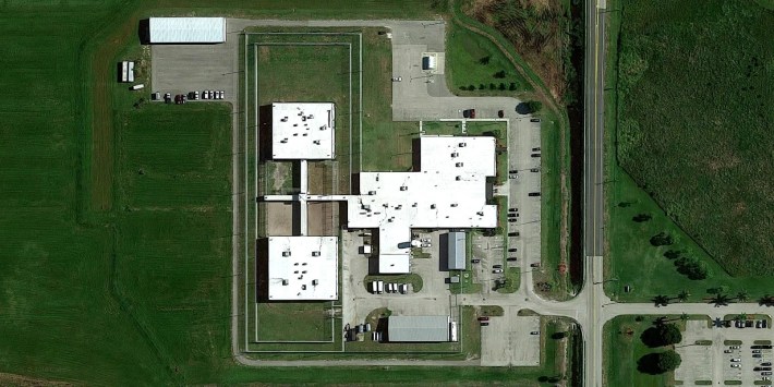 an overhead view of a detention facility