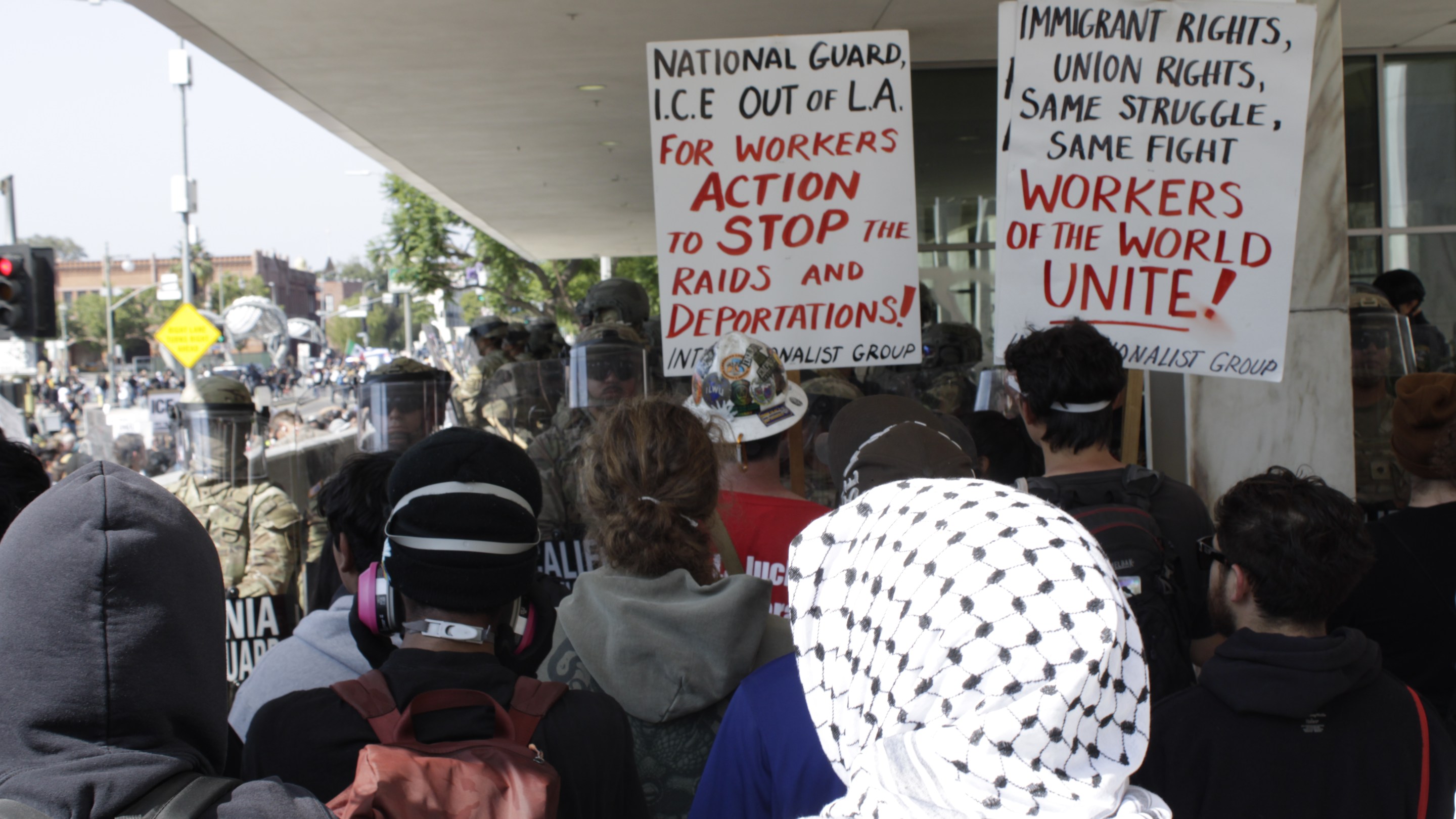 a crowd of protesters