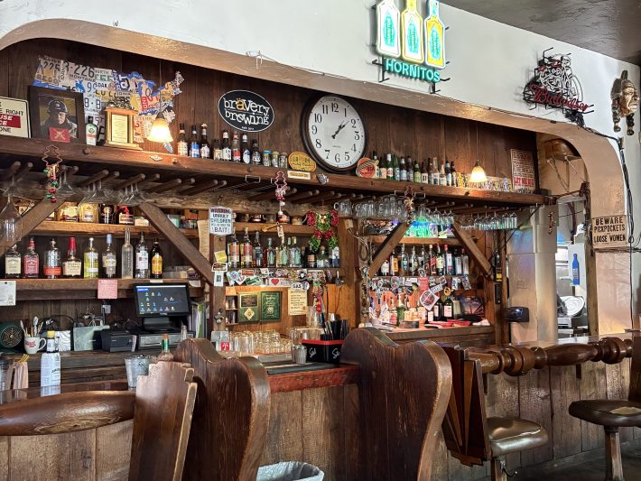 a wooden bar