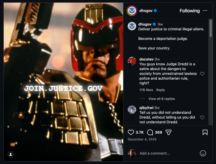 an ad suggesting people to join the Department of Homeland Security