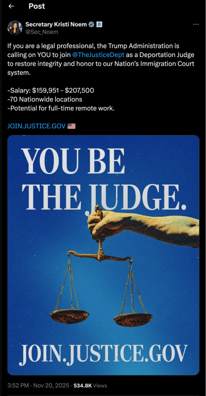 an online ad for DHS judges
