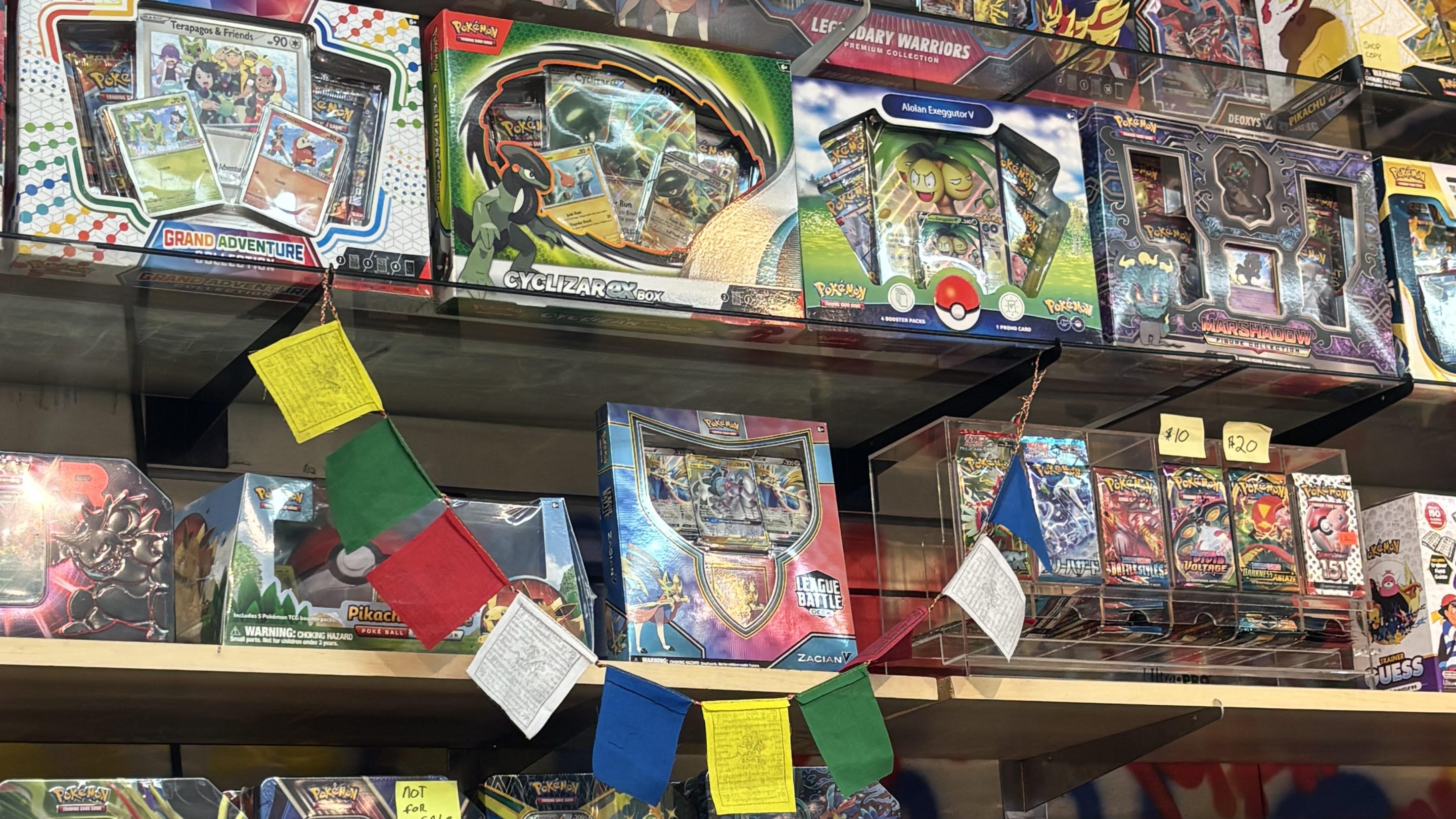 store shelves with trading cards