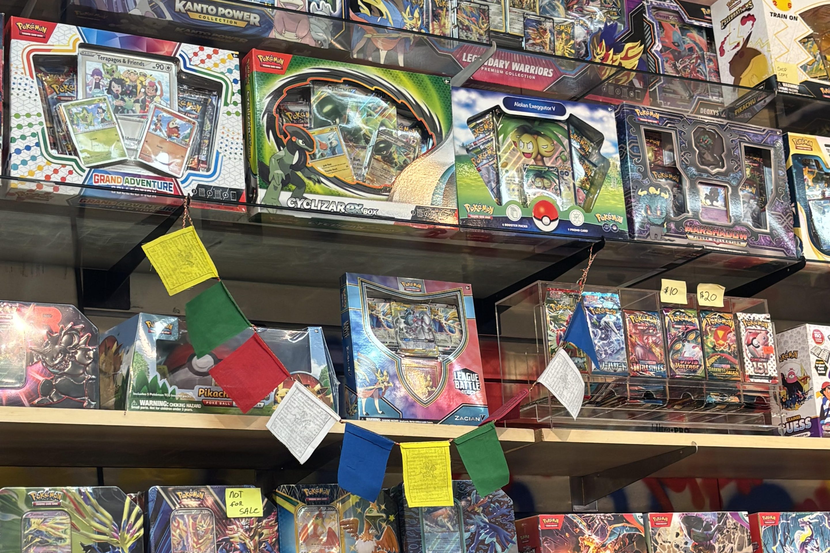 store shelves with trading cards
