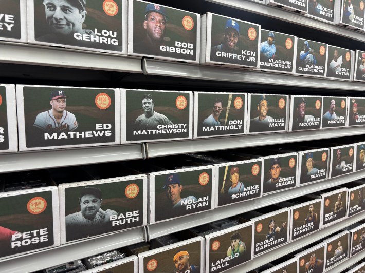 shelves of trading cards