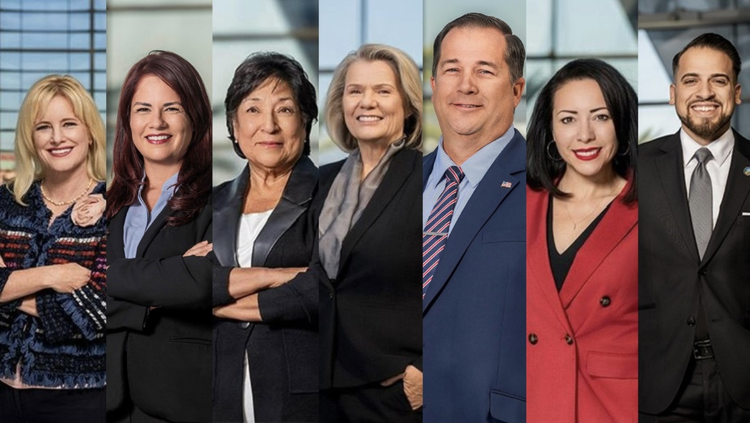 a collage of seven business professionals