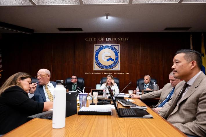 a crowd of councilmembers around a table