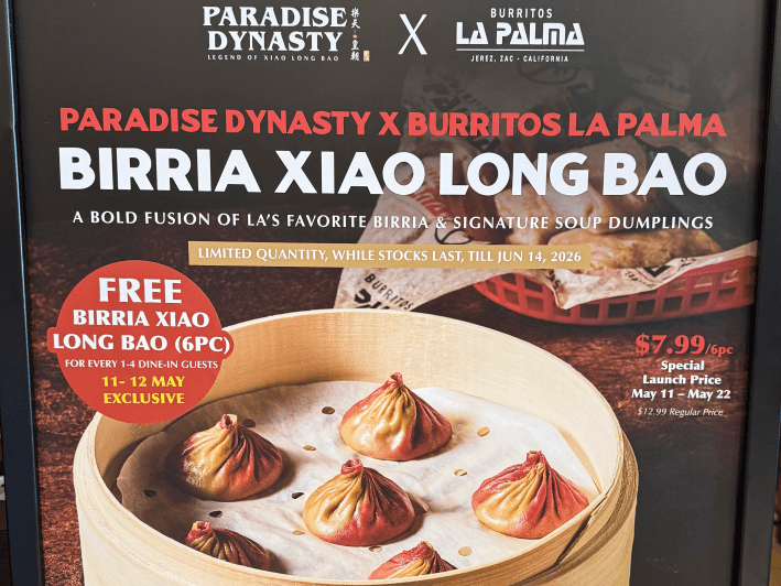 an ad for birria xiao long bao