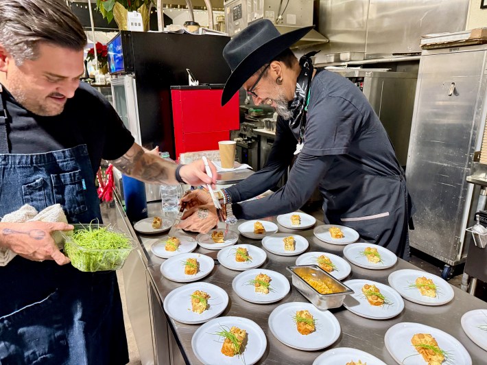 Josh Gil cooking at his last Supper Liberation Front Dinner in December, 2024.