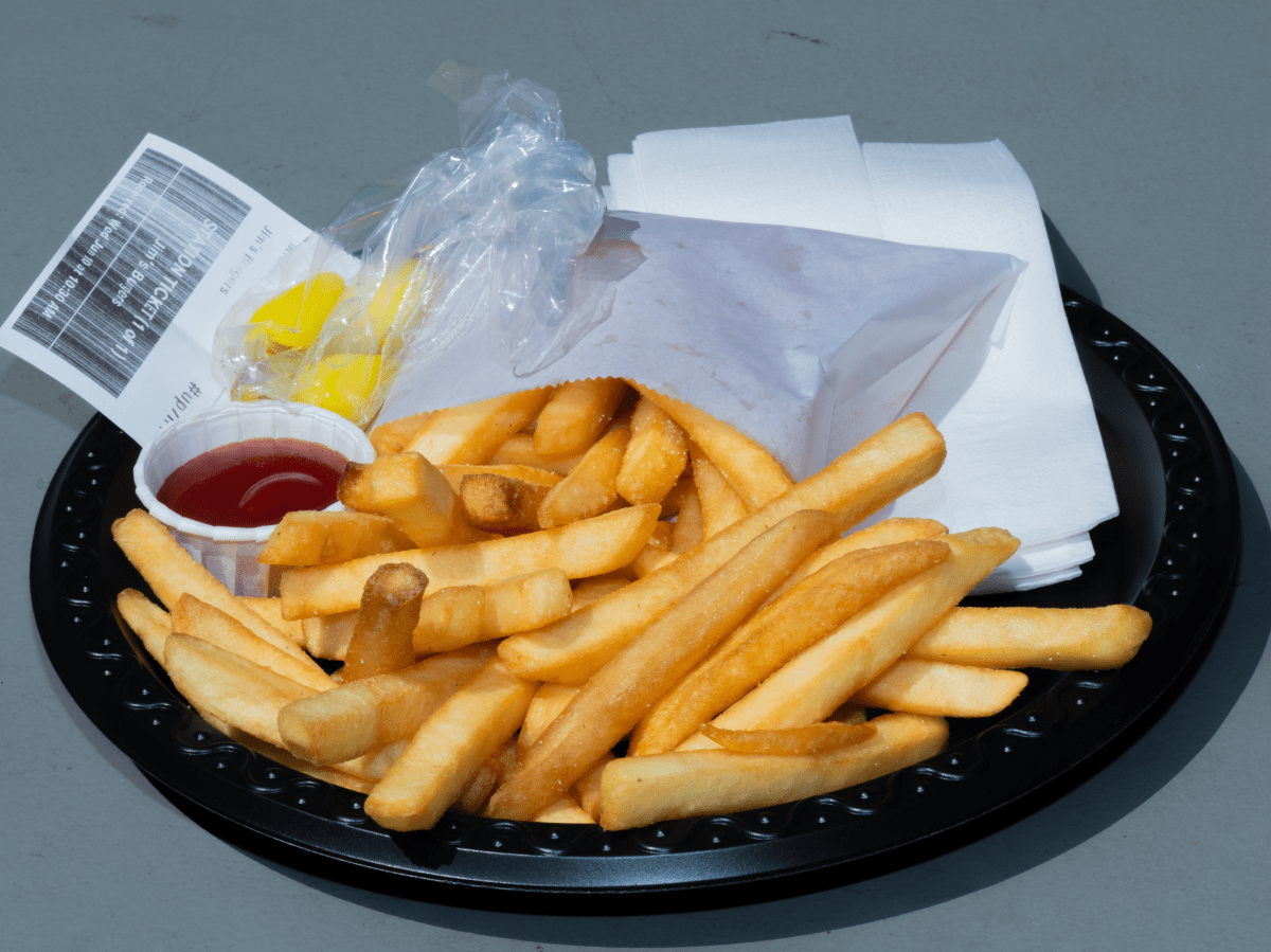 fries with condiments