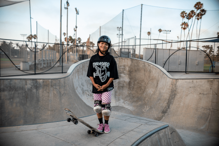a woman at The Cove Skatepark in Santa Monica
