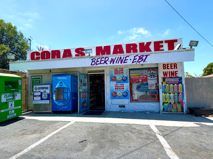 a corner shop exterior