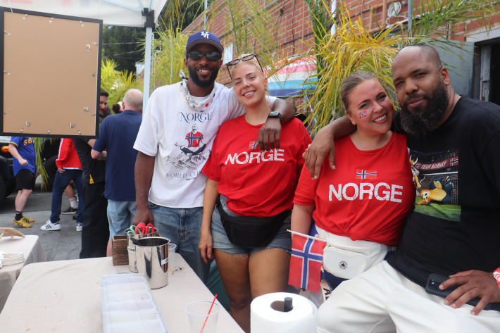 two couples at a waffle pop-up