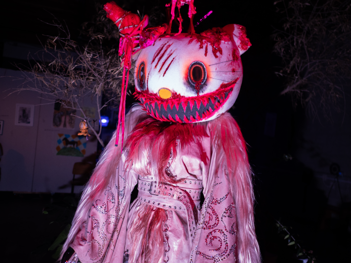 a huge demonic Hello Kitty