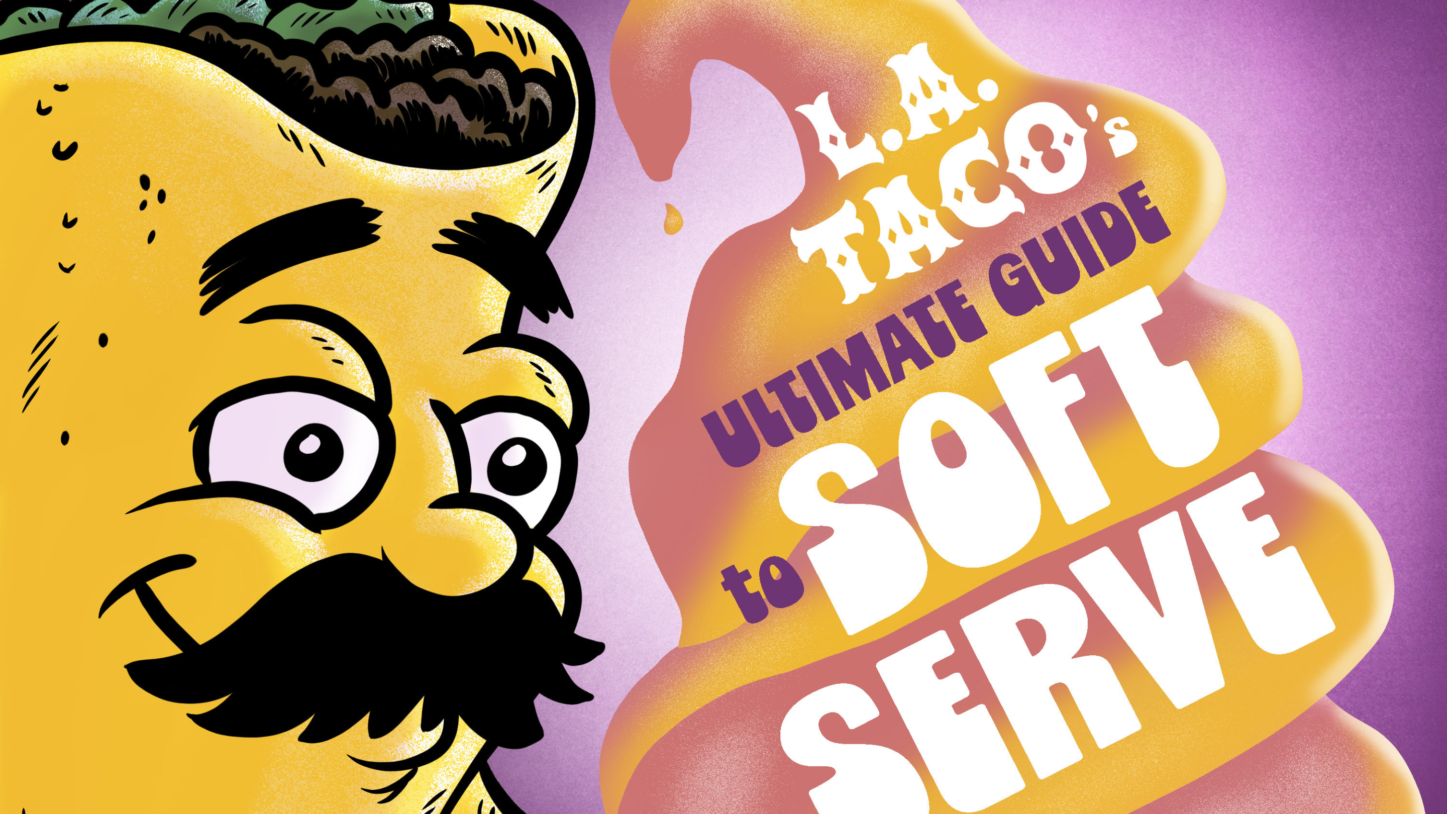 a tacoman next to a soft serve
