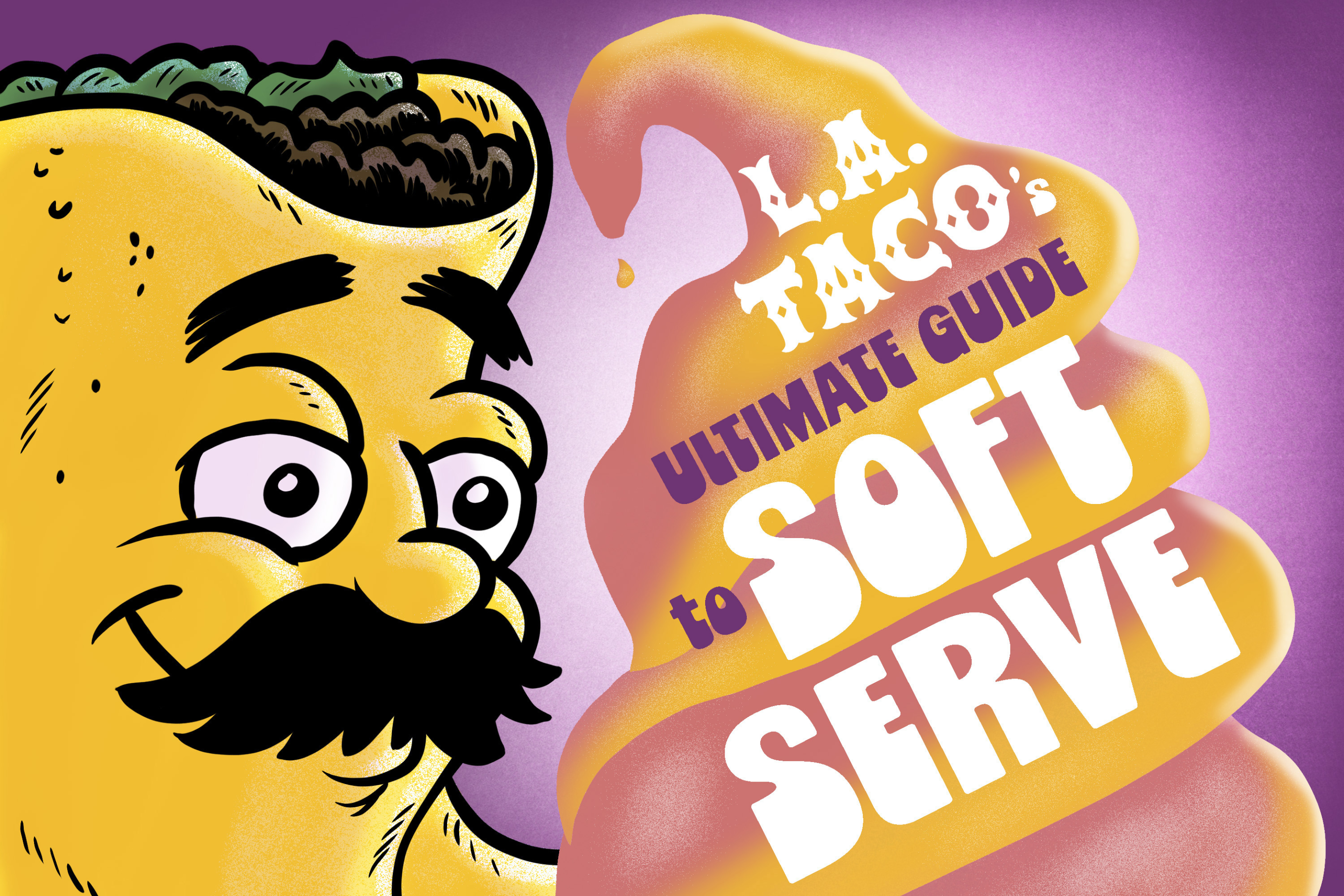 a tacoman next to a soft serve