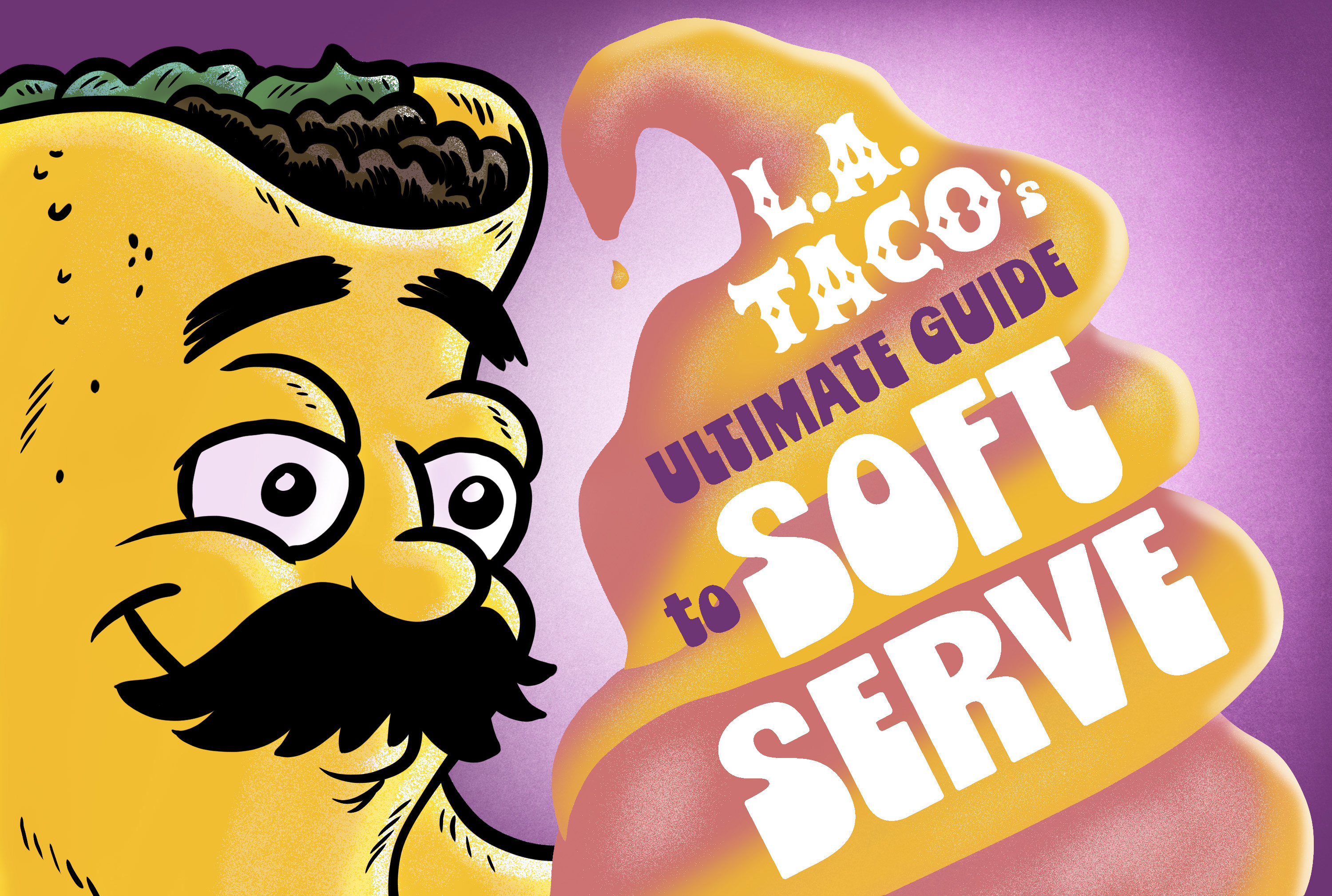 a tacoman next to a soft serve