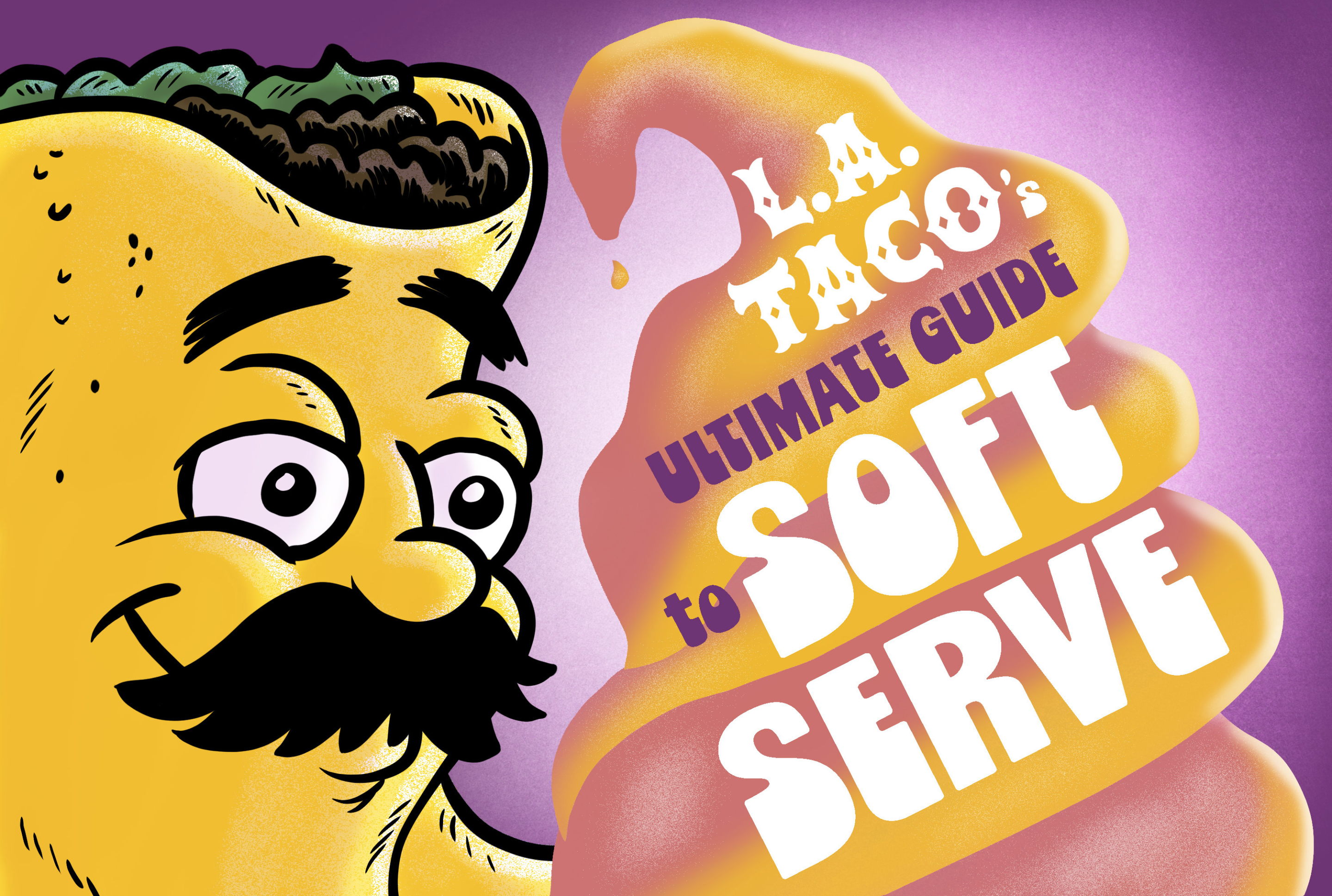 a tacoman next to a soft serve