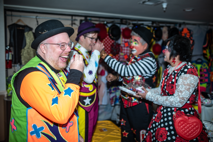 clowns laughing together