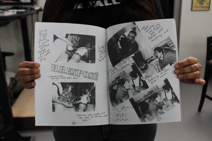 black and white photos inside of a magazine